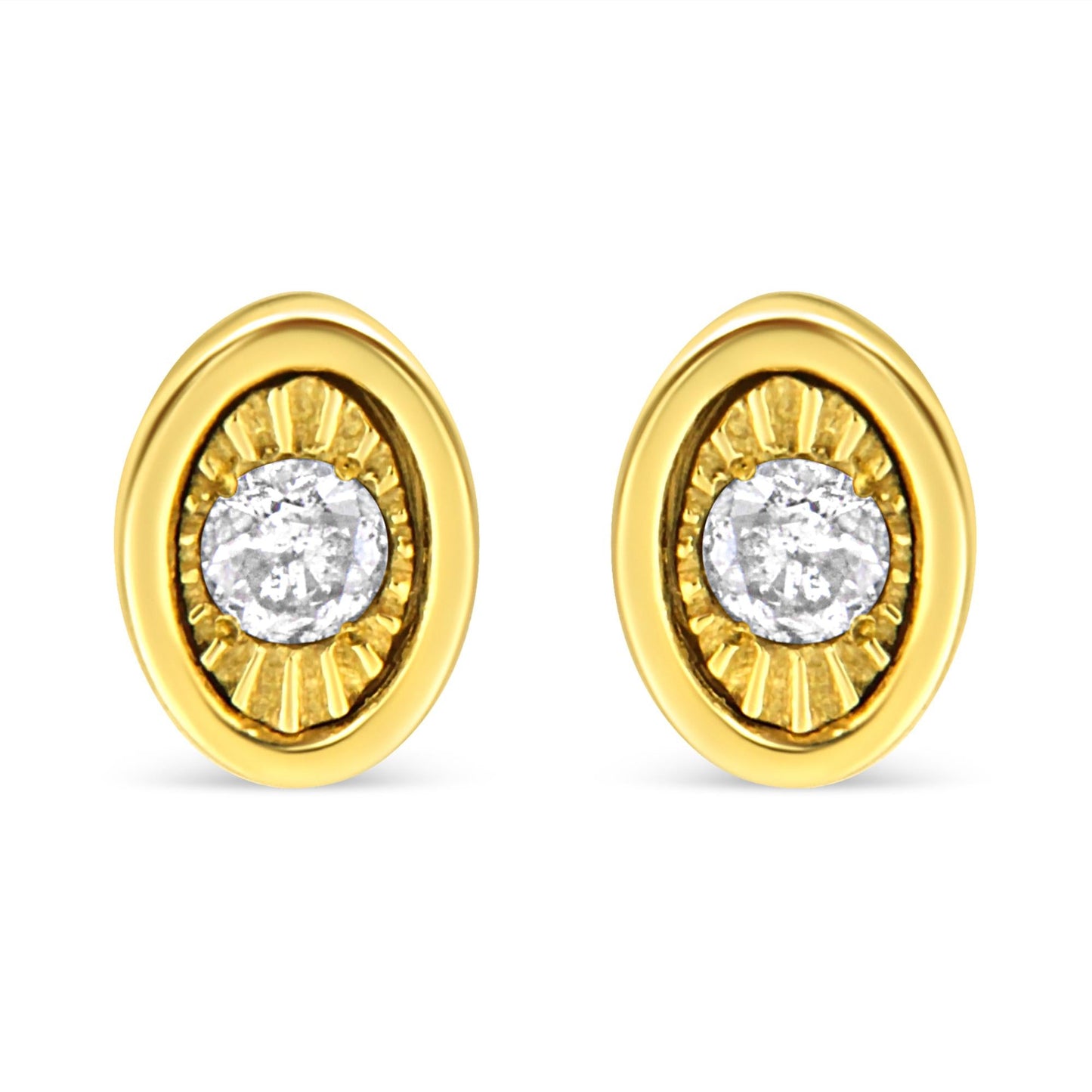 10K Yellow Gold Plated .925 Sterling Silver 1/10 Cttw Miracle-Set Diamond Stud Earrings - Choice of Shapes