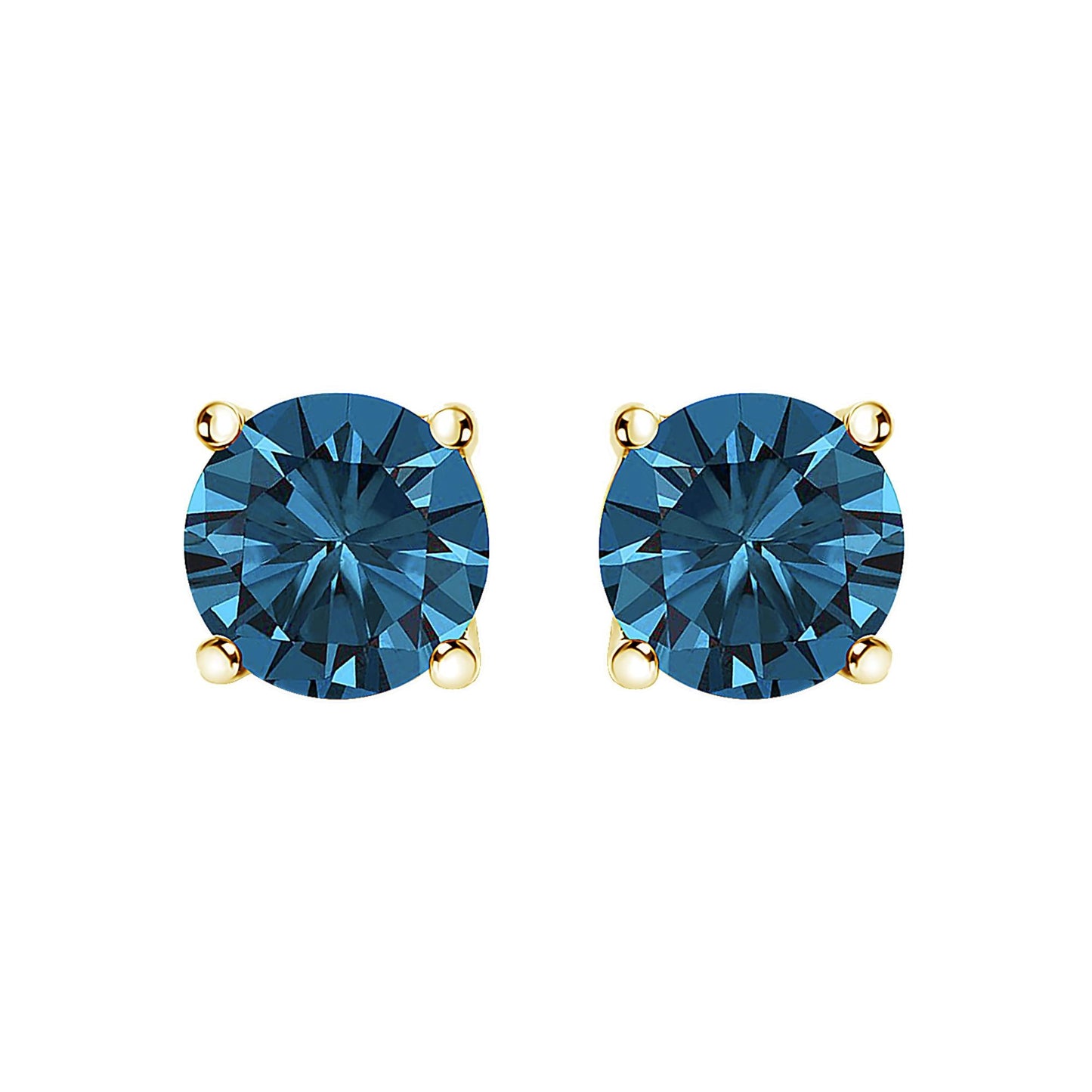 14K Gold Blue Lab Grown Diamond Stud Earrings with Screw Backs