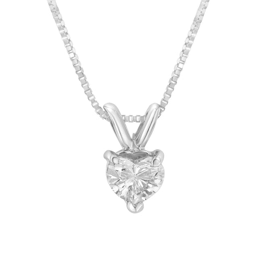 10K White Gold Diamond 3 Stone Trio Heart Stud Earring (I-J Color, I1-I2 Clarity)