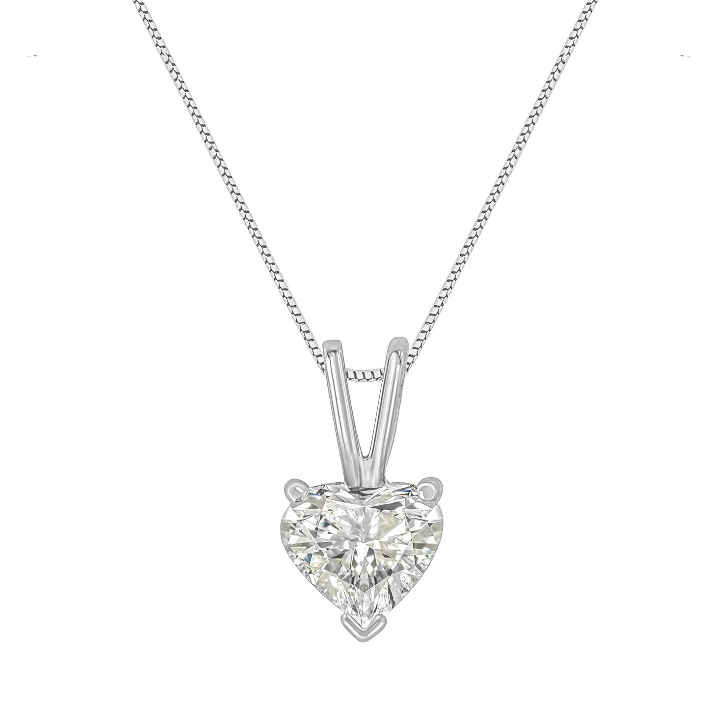 10K White Gold Diamond 3 Stone Trio Heart Stud Earring (I-J Color, I1-I2 Clarity)