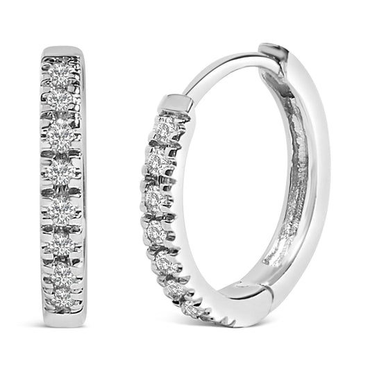 14K Rose Gold 1/5 CTW Diamond Huggie Hoop Earrings (K-L Color, I2-I3 Clarity)