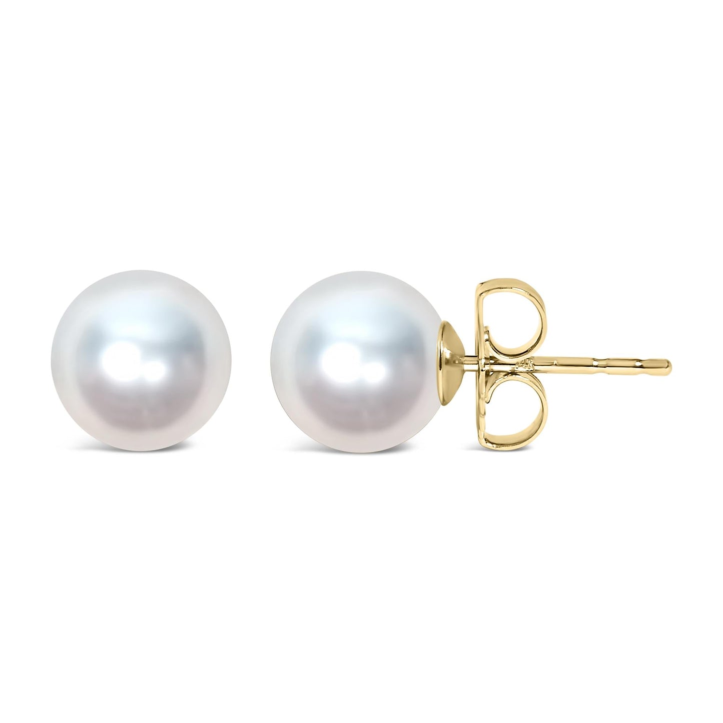14K Gold Cultured Freshwater Pearl Solitaire Stud Earrings