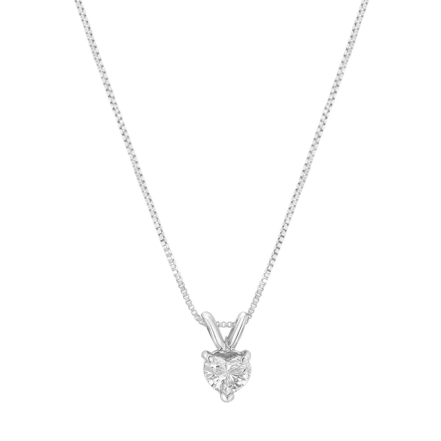 10K White Gold Diamond 3 Stone Trio Heart Stud Earring (I-J Color, I1-I2 Clarity)