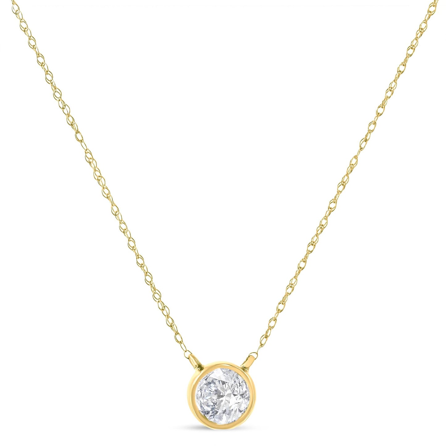 .925 Sterling Silver Round-Cut Diamond Bezel 18" Pendant Necklace (J-K Color, I1-I2 Clarity)