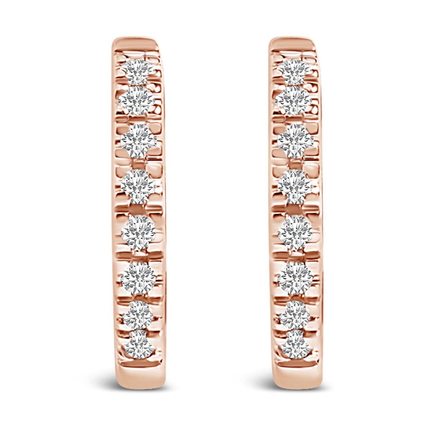 14K Rose Gold 1/5 CTW Diamond Huggie Hoop Earrings (K-L Color, I2-I3 Clarity)