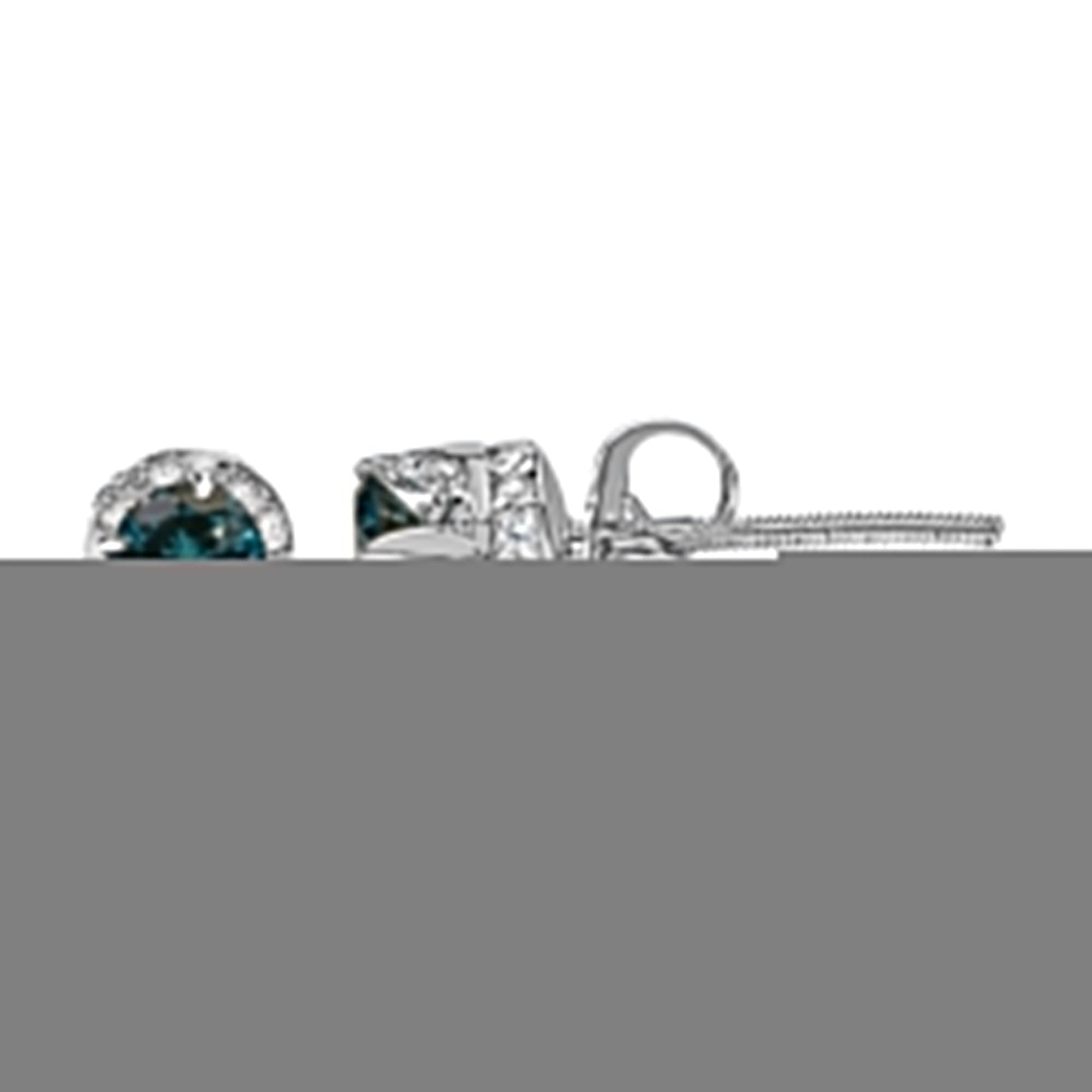 14K White Gold 1/2 cttw White and Treated Blue Round Diamond Earrings (I-J I2-I3)