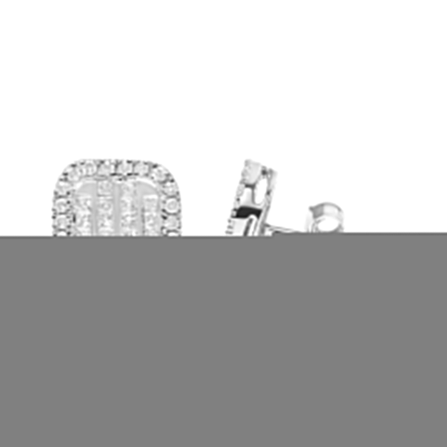 10K White Gold Invisible Set 1/2 Cttw Diamond Composite and Halo Stud Earrings (H-I Color, I1-I2 Clarity)