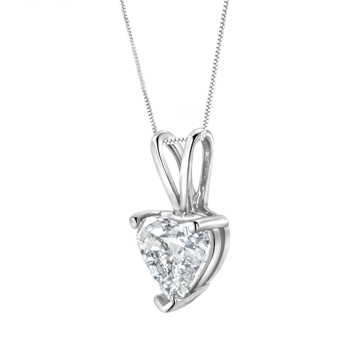 10K White Gold Diamond 3 Stone Trio Heart Stud Earring (I-J Color, I1-I2 Clarity)