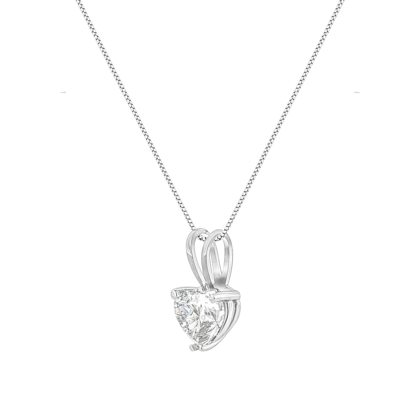 10K White Gold Diamond 3 Stone Trio Heart Stud Earring (I-J Color, I1-I2 Clarity)
