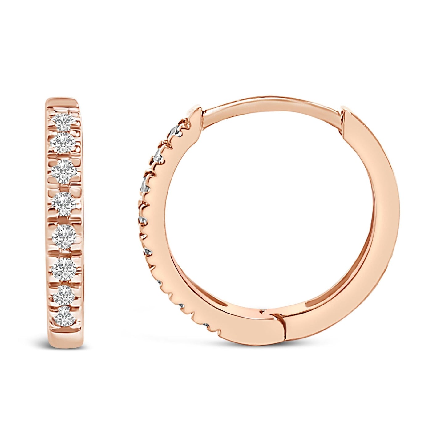 14K Rose Gold 1/5 CTW Diamond Huggie Hoop Earrings (K-L Color, I2-I3 Clarity)