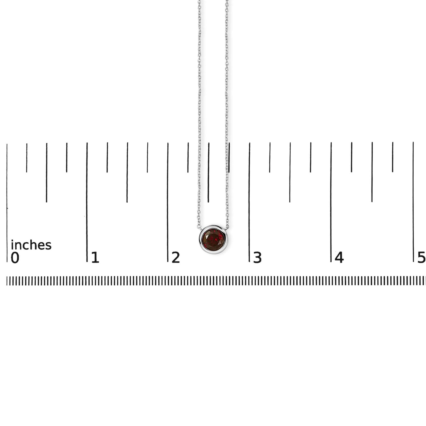 .925 Sterling Silver 7MM Bezel Set Created Gemstone Pendant Necklace - 18" Inches