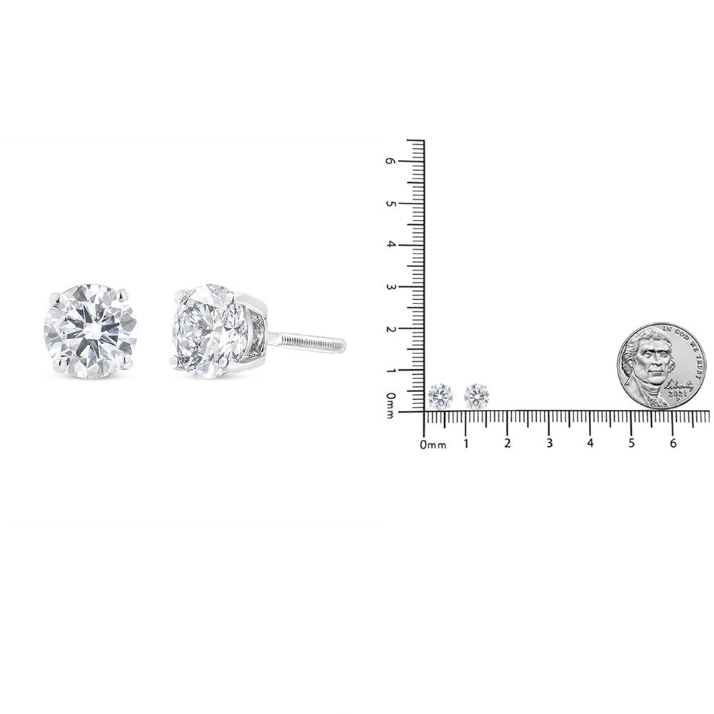 14K White Gold 1 1/2 Cttw Lab Grown Diamond Solitaire Stud Earrings with Screwbacks (F-G Color, VS2-SI1 Clarity)