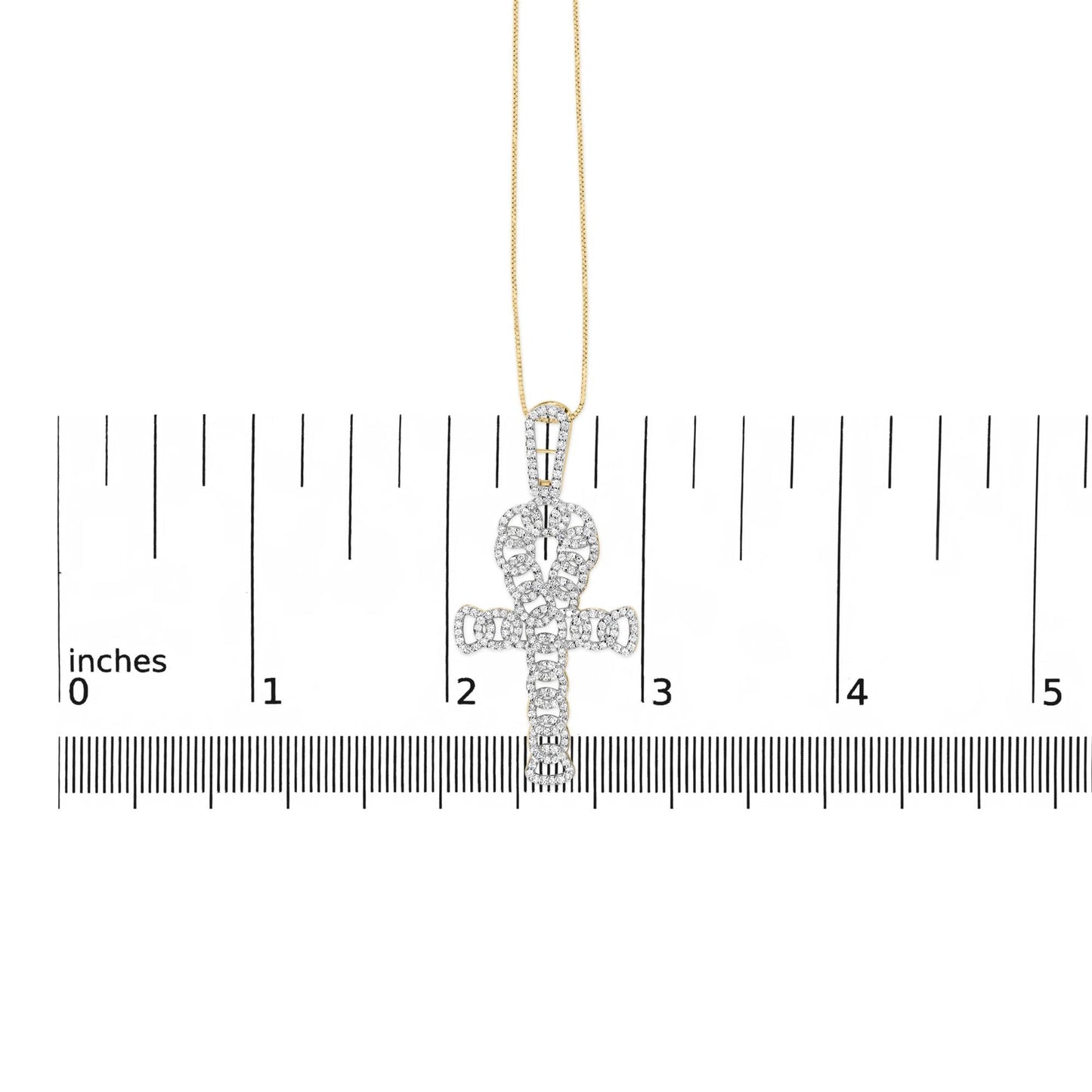10K Yellow Gold 1.00 Cttw Ankh Cross Pendant (H-I Color, SI1-SI2 Clarity) -18" Inches