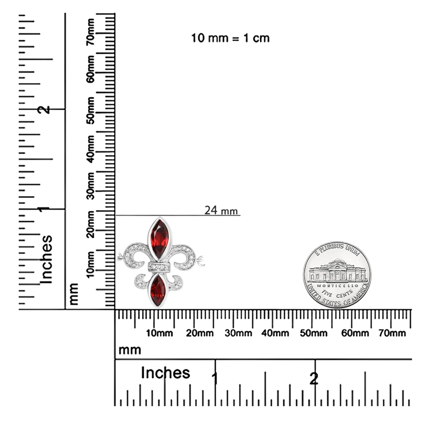 .925 Sterling Silver Marquise Garnet  and Diamond Accent Lariat 4â€-10â€ Fleur De Lis Adjustable Bolo Bracelet (H-I Color, SI1-SI2 Clarity)