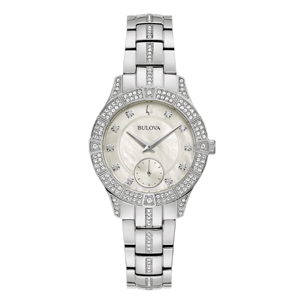 96L291 Quartz Crystal White Mother of Pearl Dial Ladies Watch