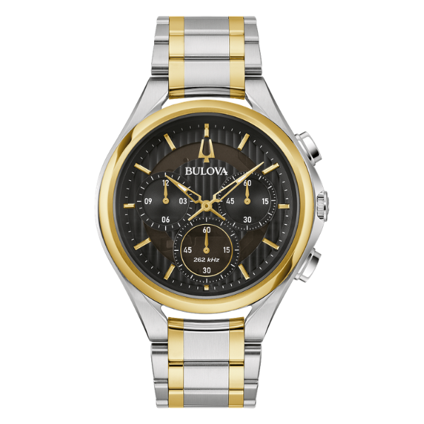 Bulova 98A301 Curv Chronograph Two Tone Mens Watch - Black