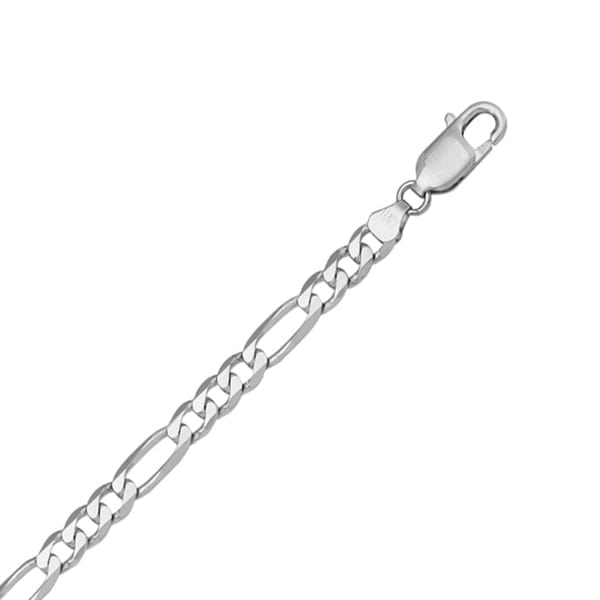 14K White Gold Figaro 7" Chain Bracelet