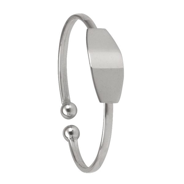 14K White Gold Baby ID Bangle