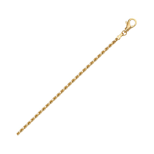 18K Gold Solid Diamond Cut Rope Bracelet