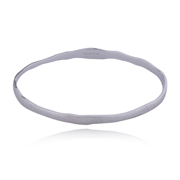 BR1L770A-W-8 Needle Textured Thin Bangle Bracelet Size 8