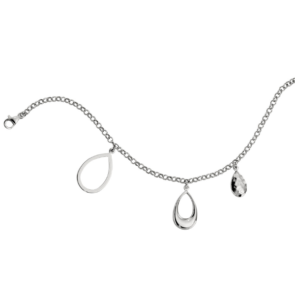 BR1LA14A-W-8.5 Sleek Teardrop Charm Bracelet Size 8.5