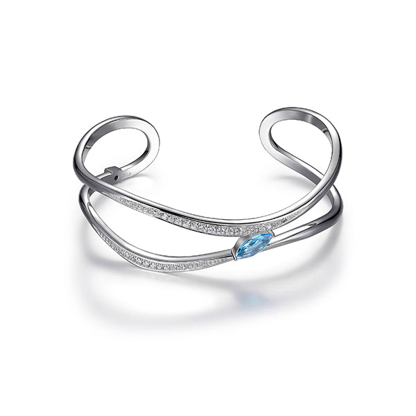 Elegant Topaz Open Cuff Bangle
