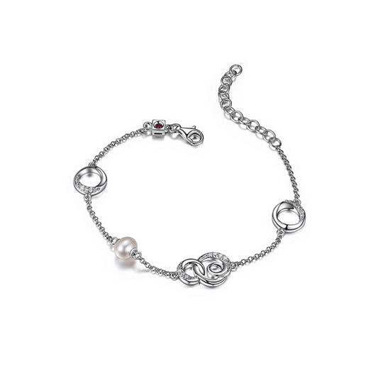 Elegant Infinity Genuine White Pearl Bracelet