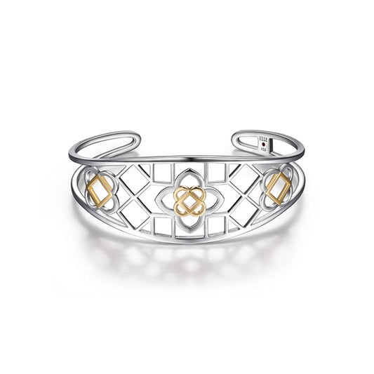 ELLE "Florence" Two-Tone Motif Cuff - Silver and Gold