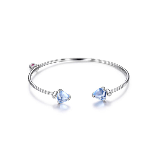 Elegant Cuff Bangle with Synthetic Blue Quartz 
