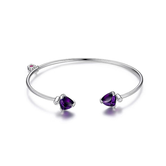 Elegant Cuff Bangle Bracelet with Synthetic Amethyst 