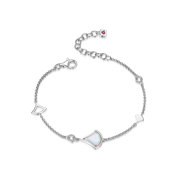 Elegant Silver Bracelet with Created Opal