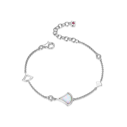 Elegant Silver Bracelet with Created Opal