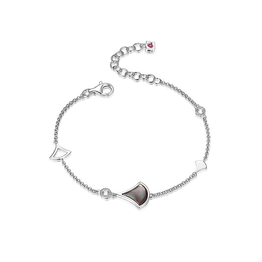 Elegant Genuine Gray Mop and Round Cubic Zirconia Bracelet