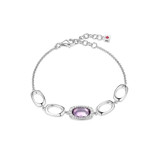 Elegant Genuine Amethyst Link Bracelet