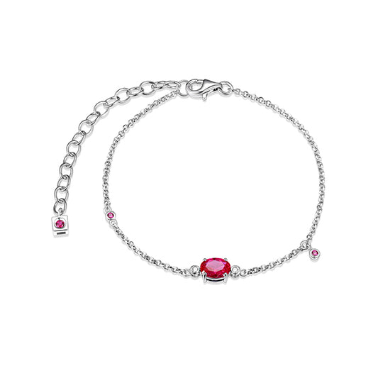 Elegant Holiday Stars Ruby and Lab Grown Diamond Solitaire Bracelet
