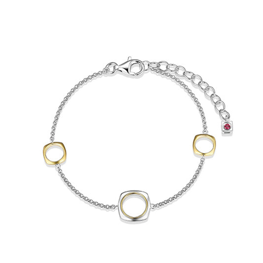 Elegant Aureole Square Link Station Bracelet