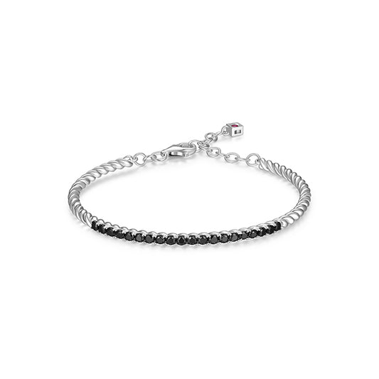 Elegant Nautical Rope Bangle with Black Spinel