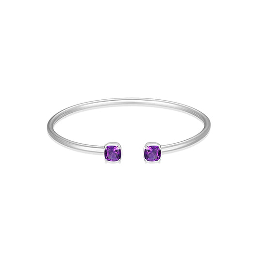 Elegant Marble Amethyst Cushion Cut Cuff Bangle