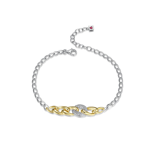 Elegant Ebullience Twisted Oval Link with Cubic Zirconia Bracelet
