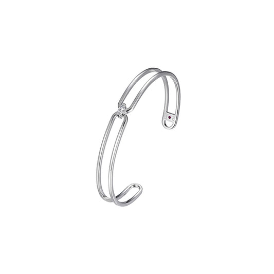 Elegant Parallel Open Cuff Bangle with Marquise