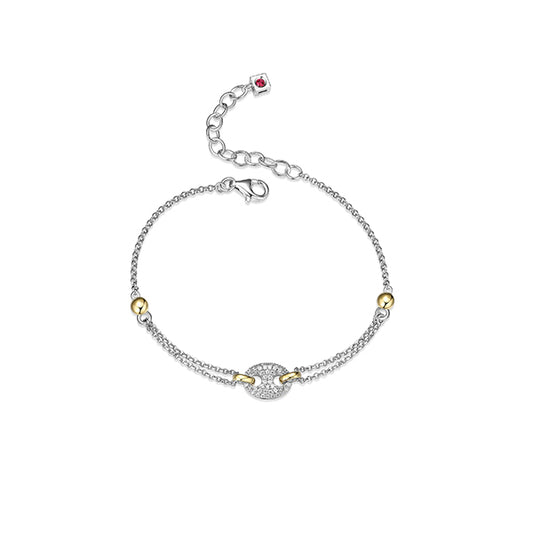 Elegant Espion Two-tone Sterling Silver Bracelet