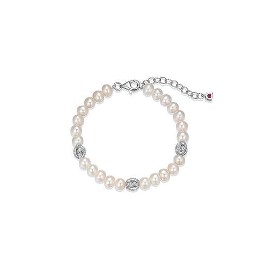 Elegant Luna Pearl and CZ Cage Bracelet