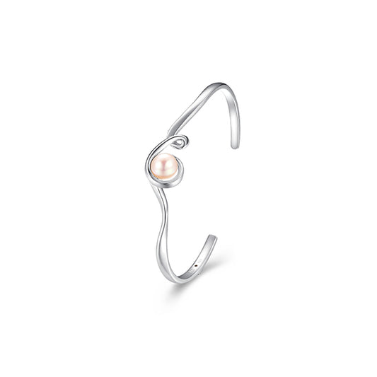 Elegant Luna Genuine White Pearl Cuff Bangle