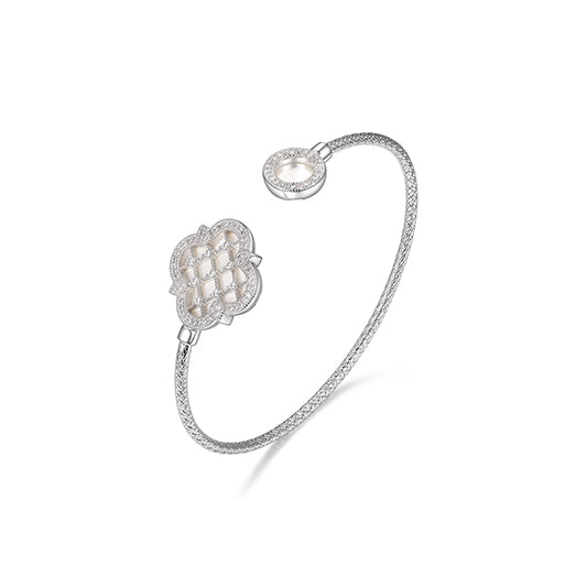 Elegant Bliss Mother of Pearl Clover Bangle 