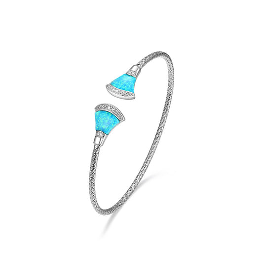 Fine Quality Fanflare Blue Opal Cuff Bangle
