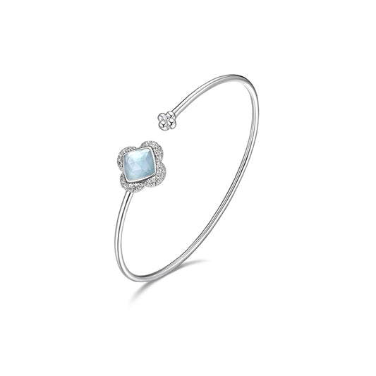 Fine Quality Bliss Cushion Cut Clover Cuff Bangle