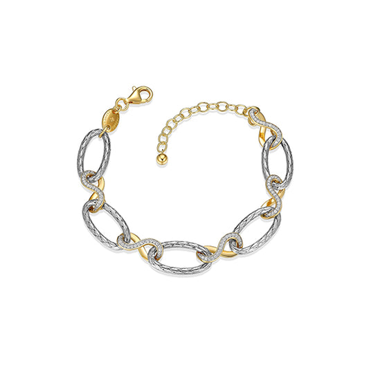 Elegant New Mesh CZ Infinity & Oval Link Bracelet