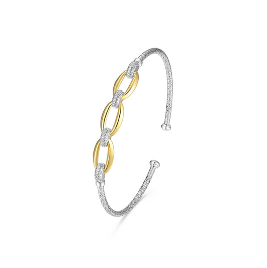 Elegant Gleam Oval Link Cuff Bangle