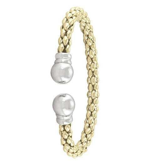 Elegant Gold Open-End Popcorn Sterling Silver Fashion Bangle