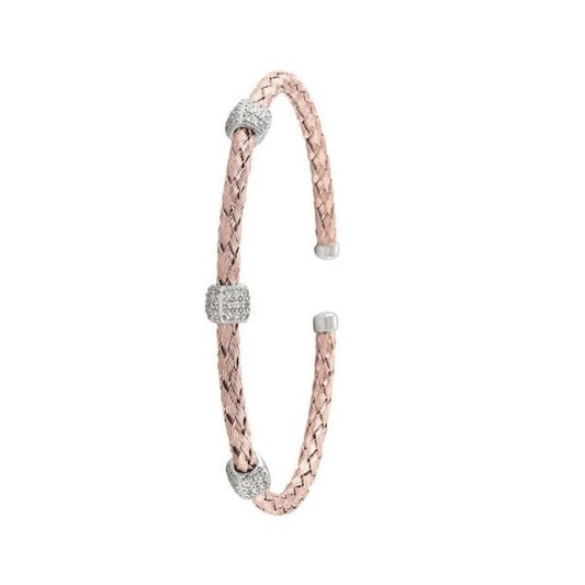 Rose Gold Sterling Silver Fashion bangle with CZ Stones